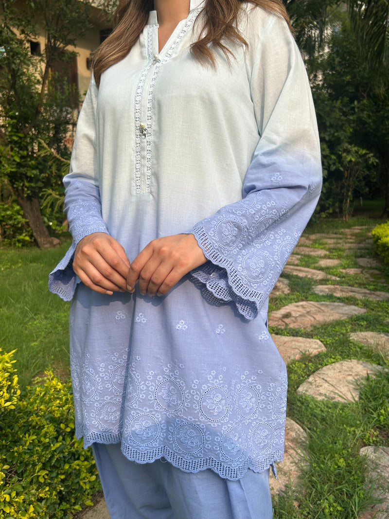 Blue | 2Pcs Embroidered - Pure Lawn |  Ready to Wear