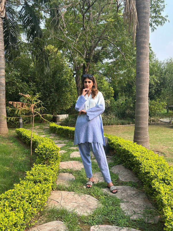 Blue | 2Pcs Embroidered - Pure Lawn |  Ready to Wear