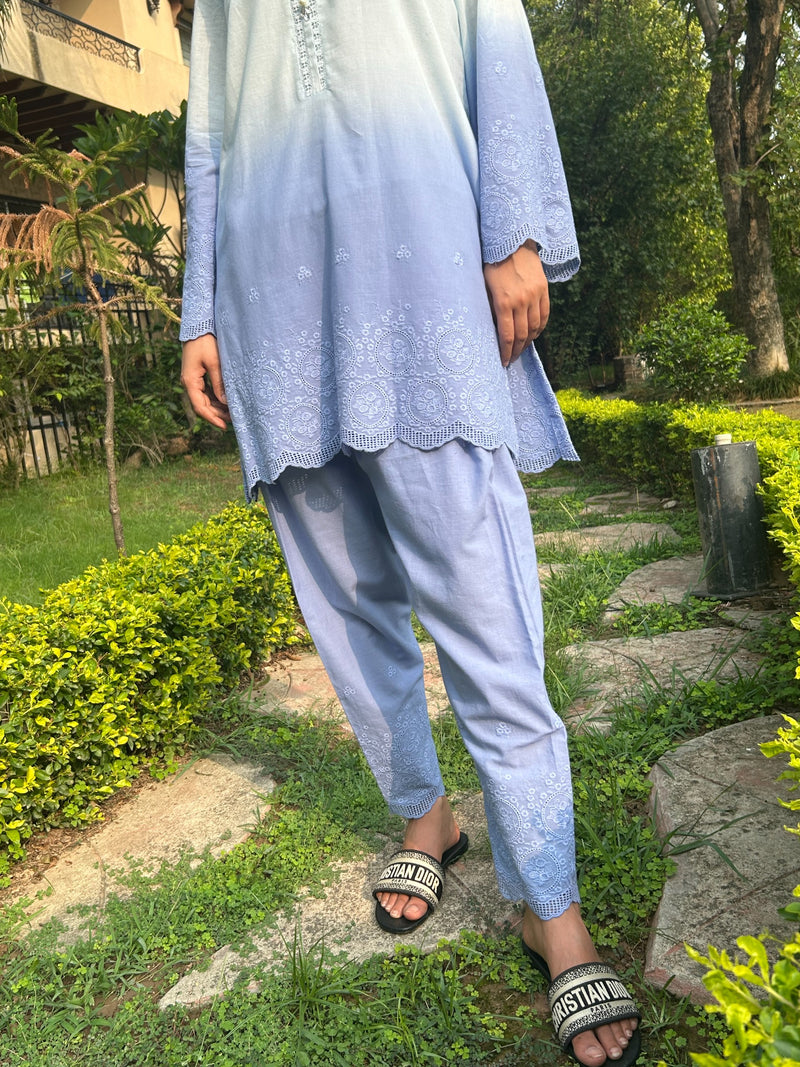 Blue | 2Pcs Embroidered - Pure Lawn |  Ready to Wear